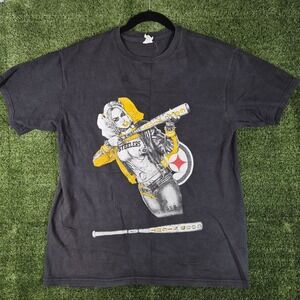 Pittsburgh Steelers Harley Quinn Style Graphic T Shirt Womens XL Black Delta